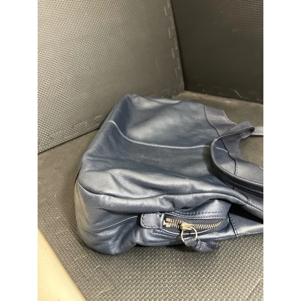 Rare Coach Lexi Navy Blue Graphite Leather‎ Tote Bag Vintage Y2K Purse Womens